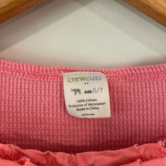 CREWCUTS Girls 6/7 Cotton Thermal Knit Long Sleeve Shirt Ruffle Front - Picture 5 of 6